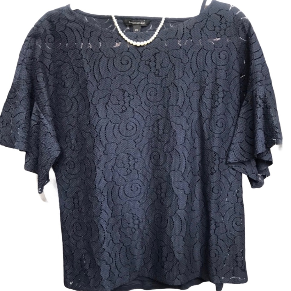 Banana Republic Lace Short Bell Sleeve Top Size XS